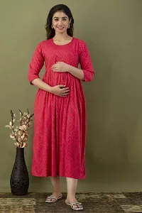 Fashion Rayon Printed Maternity kurti with Zip-thumb1