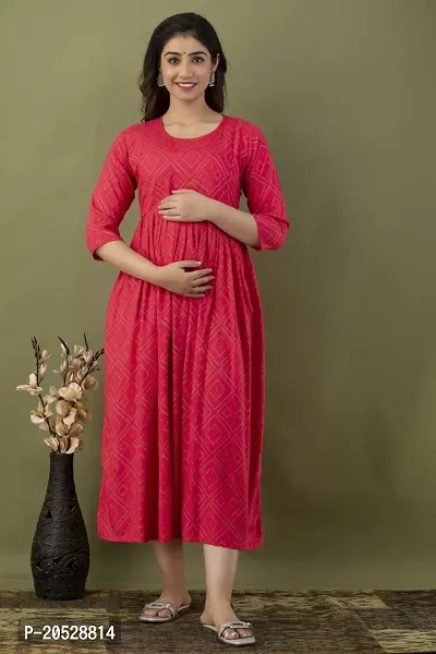 Fashion Rayon Printed Maternity kurti with Zip-thumb2