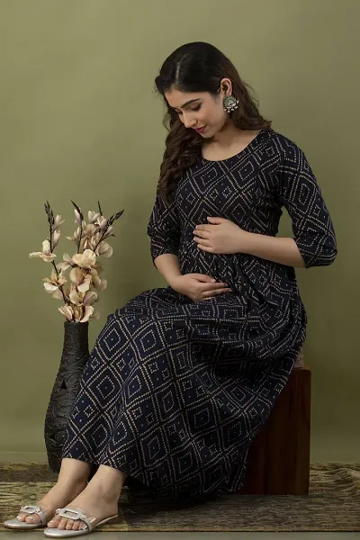 Classic Rayon Printed Maternity Kurtis