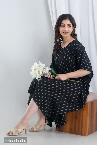 Stylish Kaftan Black Rayon Kurti For Women