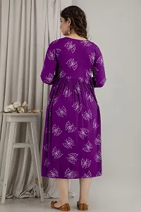 Elegant Purple Printed Rayon Maternity Kurta For Women-thumb1