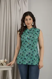 Elegant Green Printed Rayon Short Kurta For Women-thumb3