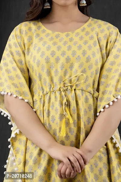 Stylish Kaftan Yellow Rayon Kurti For Women-thumb4
