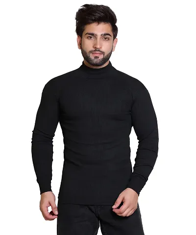 Men High Neck Pullovers Turtle Neck Solid Sweater for Men