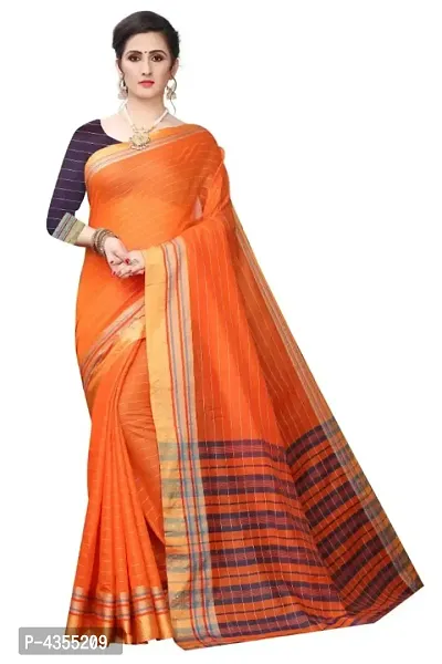 Stylish Cotton Silk Woven Design Saree With Blouse Piece-thumb0