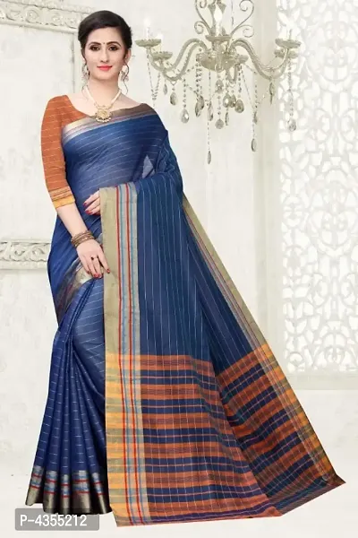 Stylish Cotton Silk Woven Design Saree With Blouse Piece