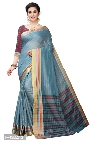 Stylish Cotton Silk Woven Design Saree With Blouse Piece