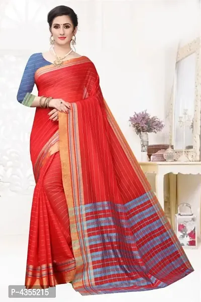 Stylish Cotton Silk Woven Design Saree With Blouse Piece