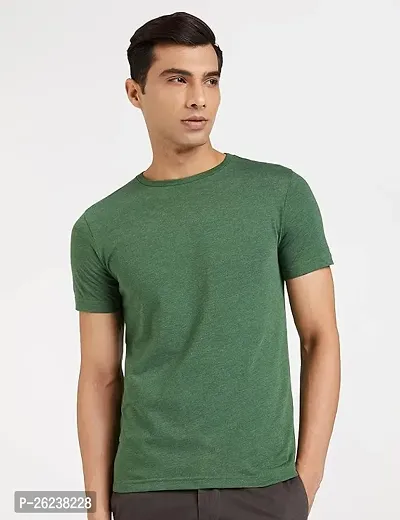 Stylish Cotton Green Solid Tees For Men-thumb0