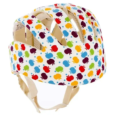 Trendy Safety Padded Helmet Baby Head Protector Adjustable Size With Corner Guard Proper Ventilation Printed White