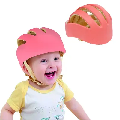 Trendy Safety Padded Helmet Baby Head Protector Adjustable Size With Corner Guard Proper Ventilation Orange