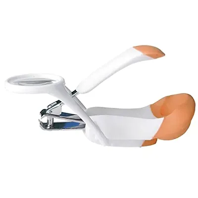 Trendy Nail Cutter With Magnifier Zoom Lens For Newborn Babies Orange