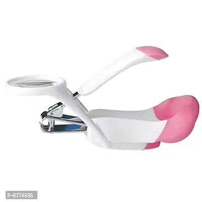 Trendy Nail Cutter With Magnifier Zoom Lens For Newborn Babies Pink-thumb0