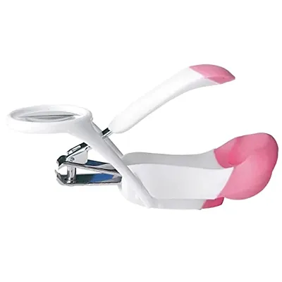 Trendy Nail Cutter With Magnifier Zoom Lens For Newborn Babies Pink
