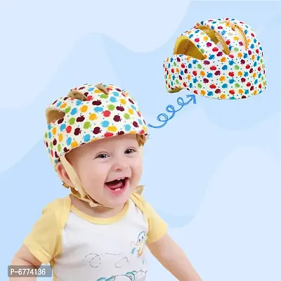 Trendy Safety Padded Helmet Baby Head Protector Adjustable Size With Corner Guard Proper Ventilation Printed White-thumb0