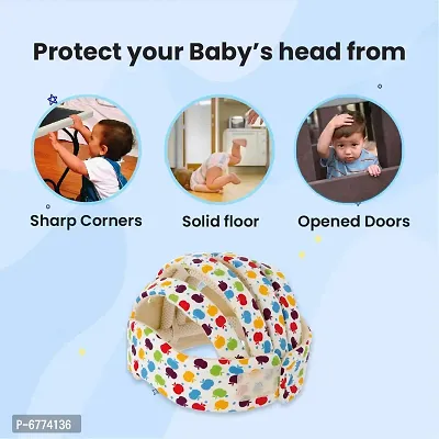 Trendy Safety Padded Helmet Baby Head Protector Adjustable Size With Corner Guard Proper Ventilation Printed White-thumb2