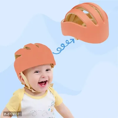 Trendy Safety Padded Helmet Baby Head Protector Adjustable Size With Corner Guard Proper Ventilation Orange-thumb0