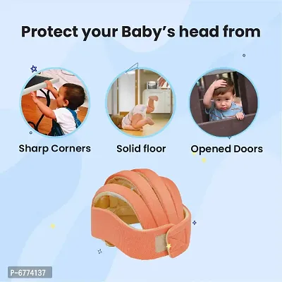 Trendy Safety Padded Helmet Baby Head Protector Adjustable Size With Corner Guard Proper Ventilation Orange-thumb2