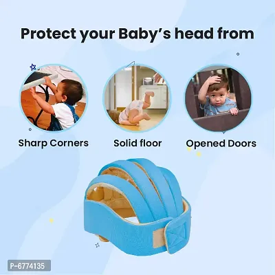 Trendy Safety Padded Helmet Baby Head Protector Adjustable Size With Corner Guard Proper Ventilation Sky Blue-thumb2