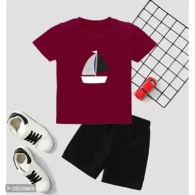 Fabulous Cotton Blend Printed T-Shirts with Shorts For Boys