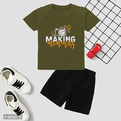 Fabulous Cotton Blend Printed T-Shirts with Shorts For Boys