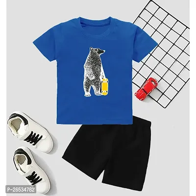 Fabulous Cotton Blend Printed T-Shirts with Shorts For Boys-thumb0