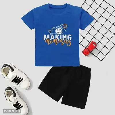 Fabulous Cotton Blend Printed T-Shirts with Shorts For Boys