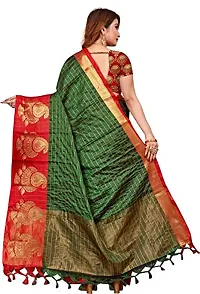 Kitmist Women's Banarasi Jacquard Silk Traditional Saree With Unstitched Blouse Piece Woven Sarees (Juniper Green)-thumb1