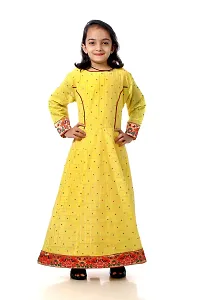 Kitmist Girl's Banarasi Silk Model Maxi Long Dress For Girls Traditional Full Length Anarkali Long Frock For Kids Fullstiched Gaun (1-2 Years (20""), Pistachio) (13-14 Years (34""), Titanium Yellow)-thumb4