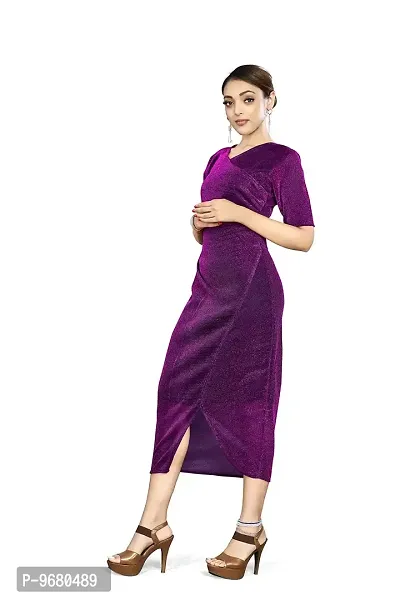 Kitmist Western Dresses for Women's One Piece Midi Long Dress for Girls Full Stitched Frock for Women Readymade Gown (Small (36), Purple)-thumb5