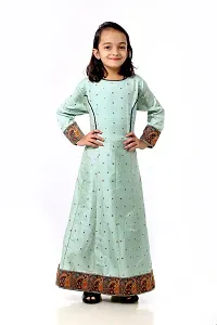 Kitmist Girl's Banarasi Silk Model Maxi Long Dress For Girls Traditional Full Length Anarkali Long Frock For Kids Fullstiched Gaun (1-2 Years (20""), Pistachio) (5-6 Years (26""), Pistachio)-thumb4