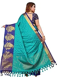 Kitmist Women's Banarasi Jacquard Silk Traditional Saree With Unstitched Blouse Piece Woven Sarees (Sky Blue)-thumb1