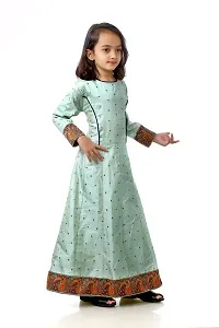 Kitmist Girl's Banarasi Silk Model Maxi Long Dress For Girls Traditional Full Length Anarkali Long Frock For Kids Fullstiched Gaun (1-2 Years (20""), Pistachio) (5-6 Years (26""), Pistachio)-thumb3