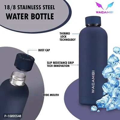 Wacambi Double Wall Ss Stainless Steel Sipper Water Bottle 750ml Food Grade 18/8 Ss Vacuum Insulated 24 Hours Hot and Cold Bottle (Midnight Blue)-thumb2