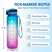 Kitmist Unbreakable Silicon Motivational Water Bottle 1 Litre With Measurement Sipper Bottle For Adults With Straw, Gym Water Bottle For Women, Water Bottles For Girls Boys Kids Men School Sports-thumb2