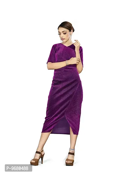 Kitmist Western Dresses for Women's One Piece Midi Long Dress for Girls Full Stitched Frock for Women Readymade Gown (Large (40), Purple)