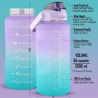 WACAMBI Gym Big Jumbo 2-liter Motivational Water Bottle Sipper 2 Litre Ltr Tritan Plastic Bottle With Time Markings Leakproof Durable Bpa Free Non-toxic For Office, Sports, School-thumb1
