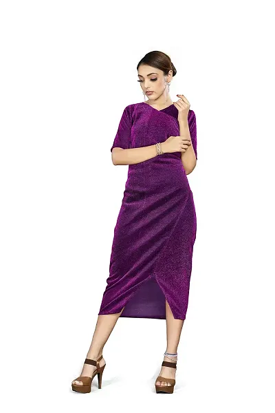 Kitmist Western Dresses for Women's One Piece Midi Long Dress for Girls Full Stitched Frock for Women Readymade Gown (Small (36), Purple)