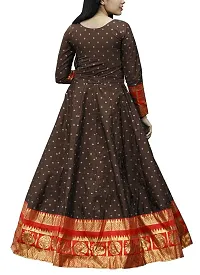 Mohtarma Womens Gown Banarasi Silk Model Maxi Long Dress for Girls Traditional Full Length Anarkali Long Frock for Women Fullstiched Gaun-thumb1