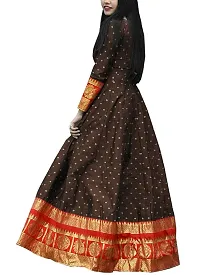 Mohtarma Womens Gown Banarasi Silk Model Maxi Long Dress for Girls Traditional Full Length Anarkali Long Frock for Women Fullstiched Gaun-thumb2