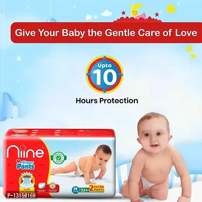 Niine Combo of Baby Diaper Pants Medium (M) Size (7-12 KG) 34 Pants and 20 Biodegradable Baby Wipes-thumb5