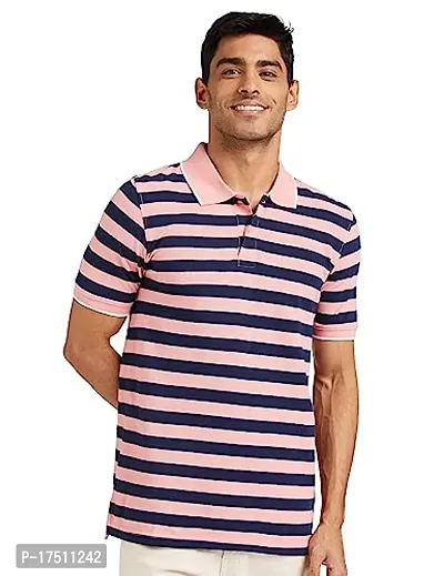 Comfortable Pink Polyester Polos For Men