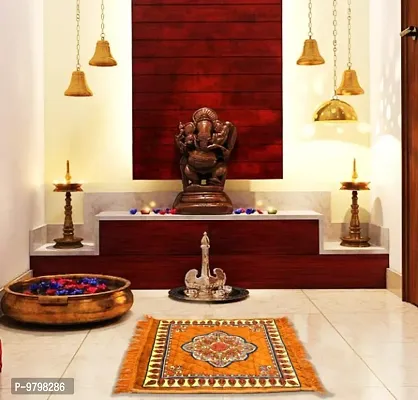 Prayer Velvet  Aasan Pooja Meditation Multipurpose Velvet Rug Mat Set- 2 Piece (24X24(Inches)-thumb2