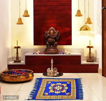 Prayer Velvet  Aasan Pooja Meditation Multipurpose Velvet Rug Mat Set- 2 Piece (24X24(Inches)-thumb0