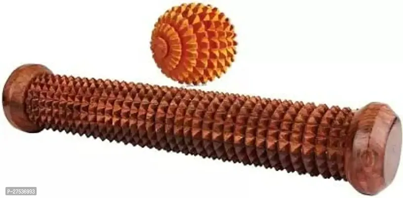 FOOT ROLLER-0004 Iwud Palm Massager balls and Foot Roller Massager (Brown)