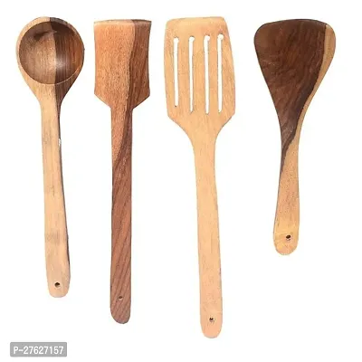 Wooden Kitchen Set of 4 Multipurpose Serving  Cooking Spoon Set  Ladles Wooden Spoon Kitchen Tool-thumb0