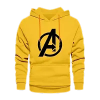 Men's Full Sleeves Avenger Printed Hooded Sweatshirt (Mustard)-thumb2