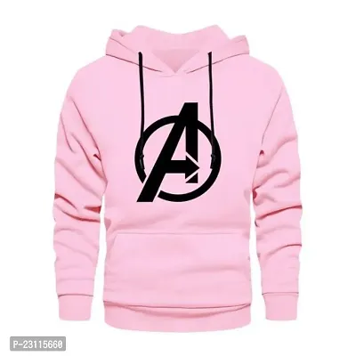 Men's Full Sleeves Avenger Printed Hooded Sweatshirt (Pink)-thumb0