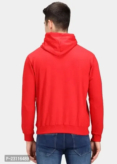 Men's Full Sleeves AW Printed Hooded Sweatshirt (Red)-thumb2