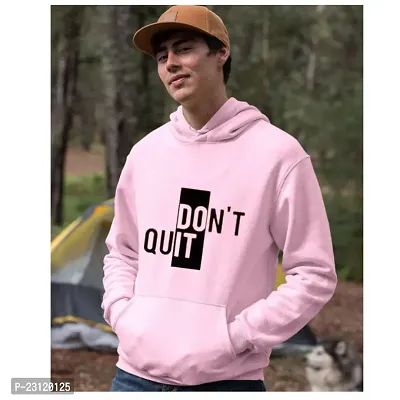 Men's Full Sleeves Don't Quit Printed Hooded Sweatshirt (Pink)-thumb0